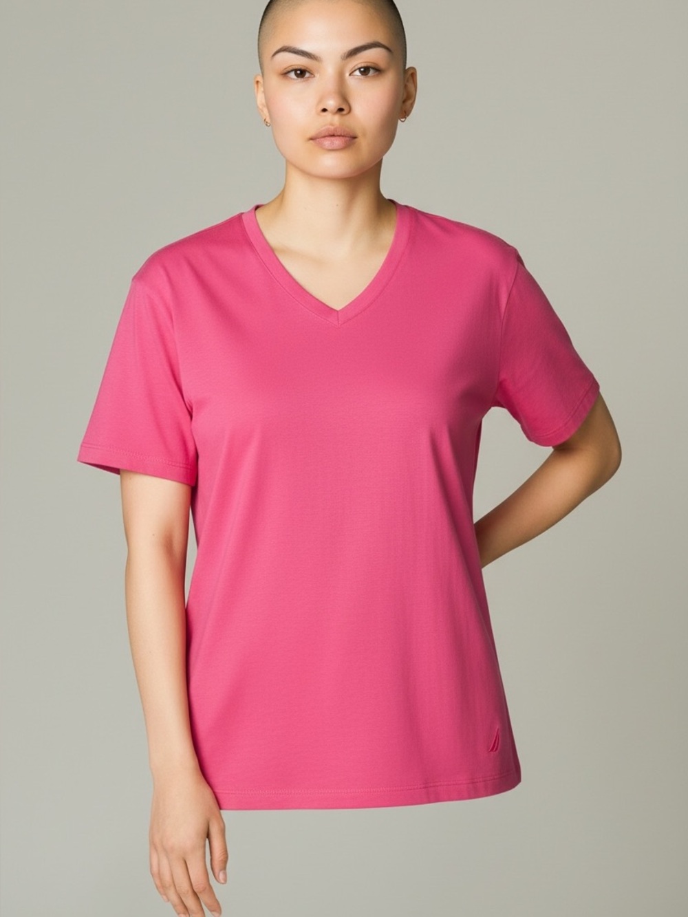 Women’s Nautica Hot Pink V- Neck T- Shirt Size Small
